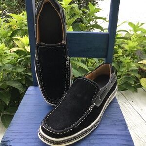 Men’s Sedagatti Casual Slip On Boat Shoes, size 7, Black